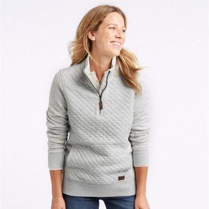 L.L. Bean Women's Quilted Quarter-Zip Pullover Sweatshirt Light Heather Gray S